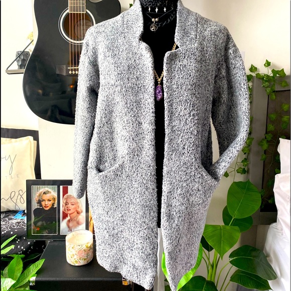 Sweaters - Wool Like Open Winter Sweater With Pockets